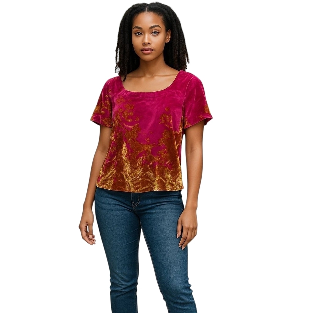 Maeve Pink and Gold Blouse Elegant Top